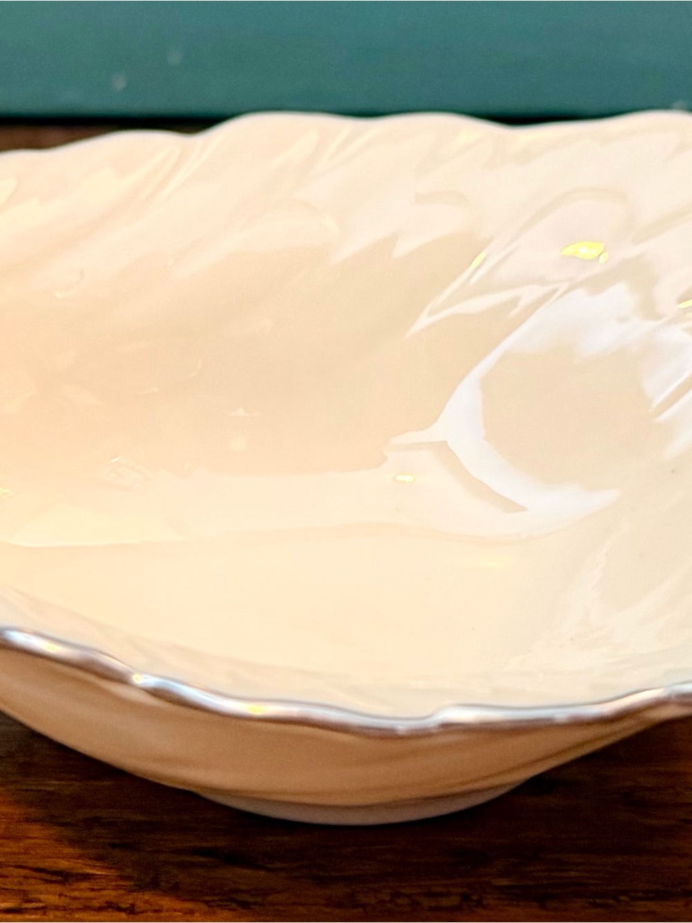 Vintage Lenox Ivory Porcelain Dove Open Candy Dish with Laurel Logo 8”